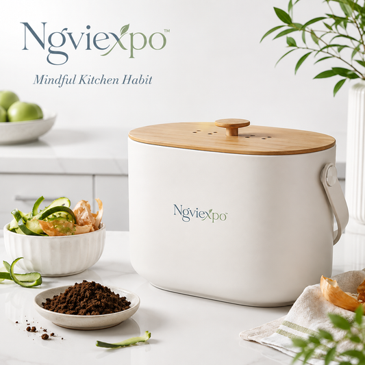Ngviexpo™ Countertop Compost Bin with Lid, Stainless Steel Kitchen Food Scrap Container, Removable Inner Bucket